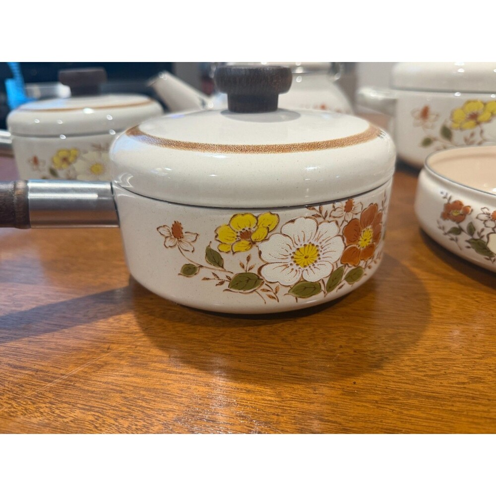 Vintage Daniele Collection Trailside Enamelware Cookware Set - Floral Enamel Pot - Picture 2 of 11